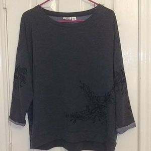 Heathered Navy Too with Embroidery